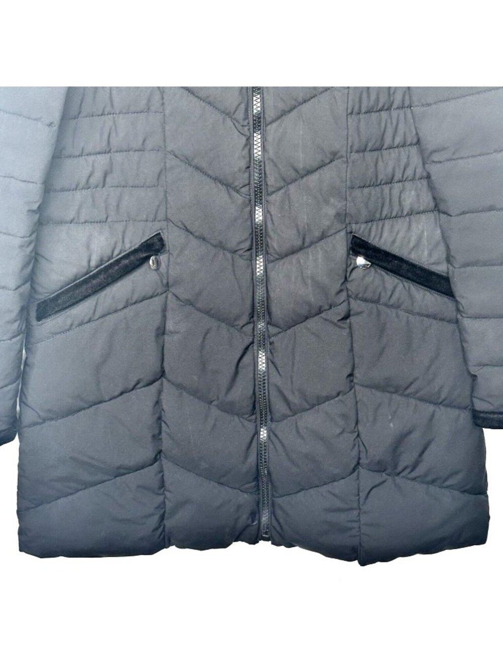 Laundry By Shelli Segal Puffer Jacket Hooded Windproof Long Black Womens Size M - Picture 6 of 16